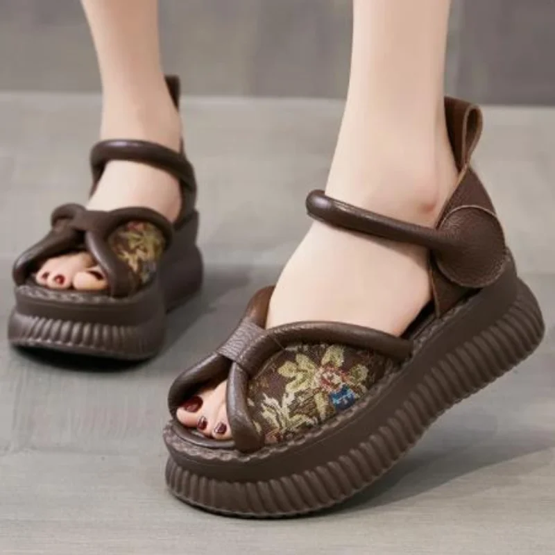 

2024, 6 см, эластичная ткань, натуральная кожа, ROME, британские сандалии на танкетке Мэри Джейн на платформе, женские мокасины, летние лоферы на крючках