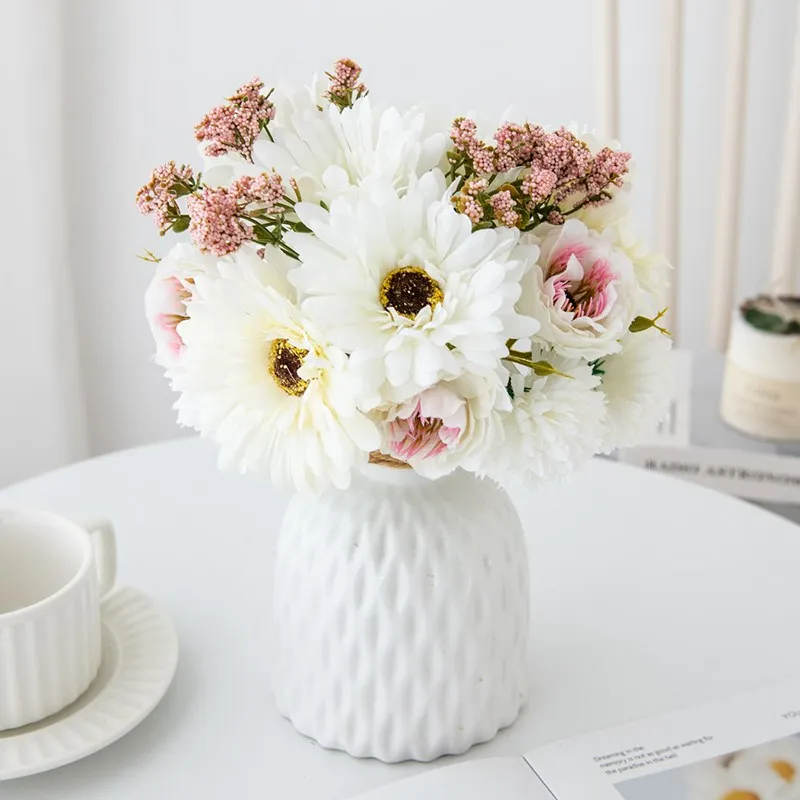 6 Zweige Chrysantheme Pfingstrose Kombination Seide künstliche Blumen Weihnachten Hochzeit Braut strauß Home Dekoration hohe Qualität