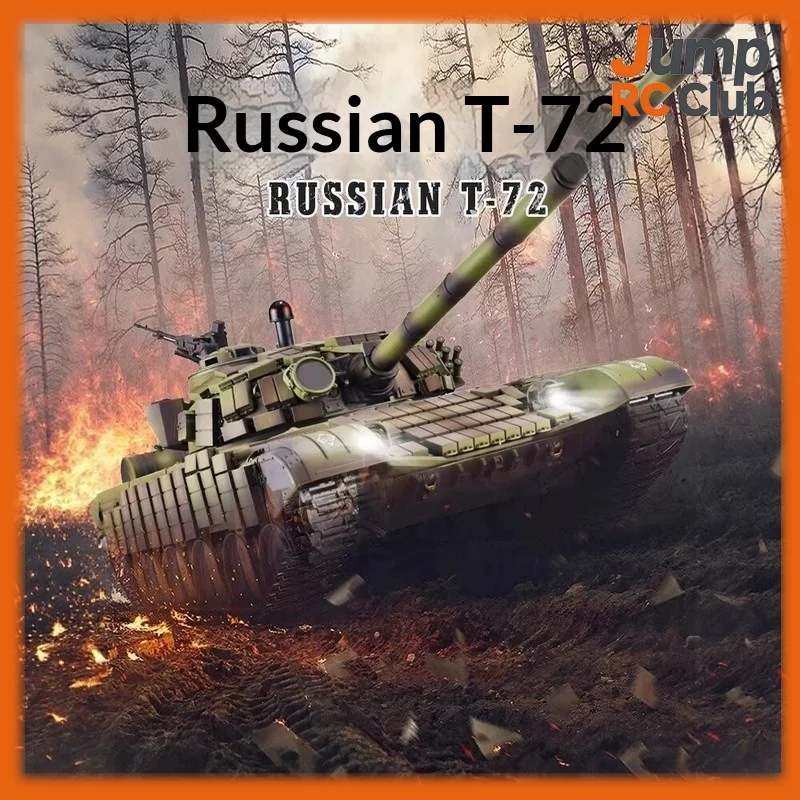 Heng Long RC Tank T-72 Russian Main Battle Tank Metal Track BB Shooting IR Battle 2.4G Remote Control Military Model Toy for Boy