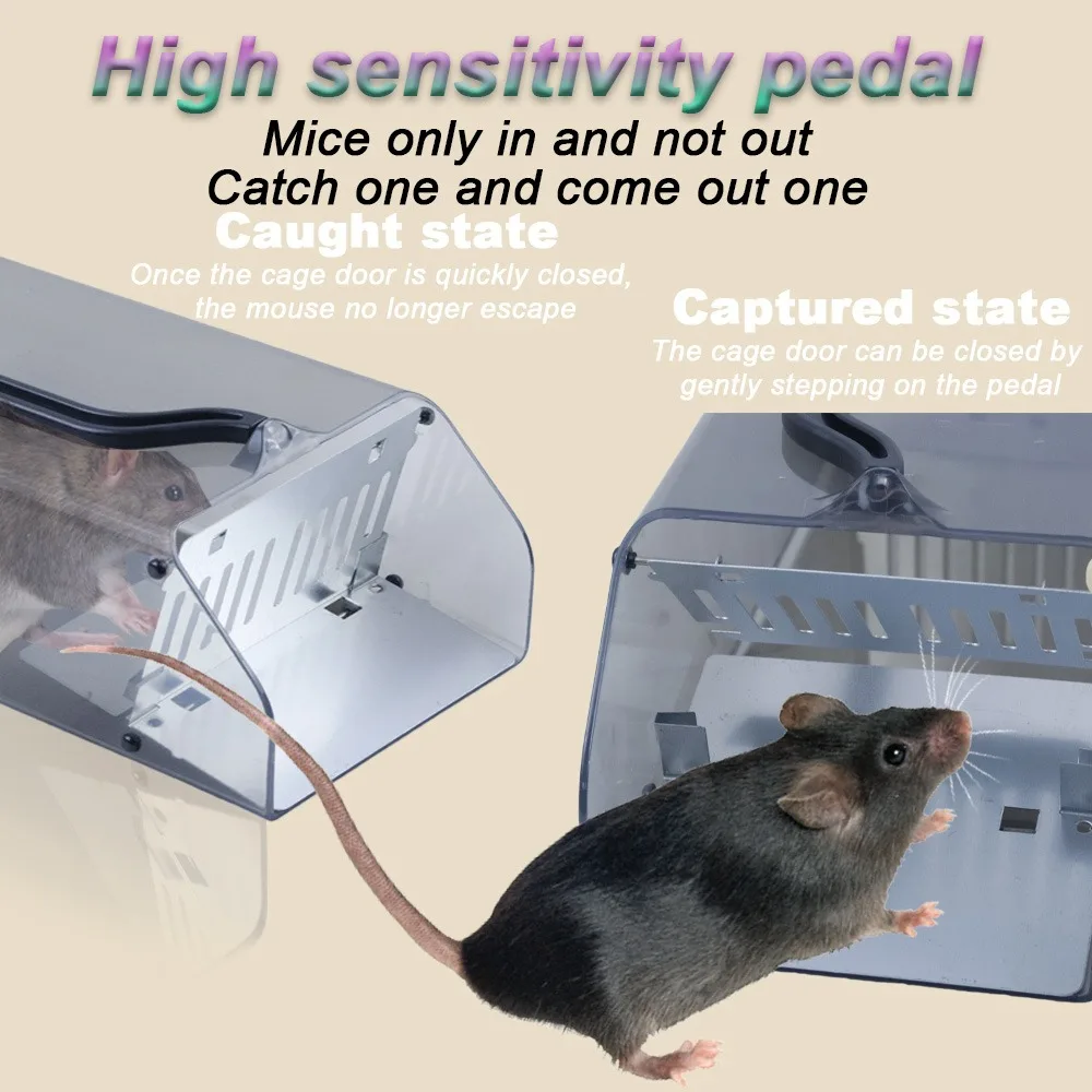 

Acrylic Single Door Cage Efficiency Mousetrap,Continuous Cycle Mouse Trap Home Garden Rat Catching Artifact Safe and Harmless