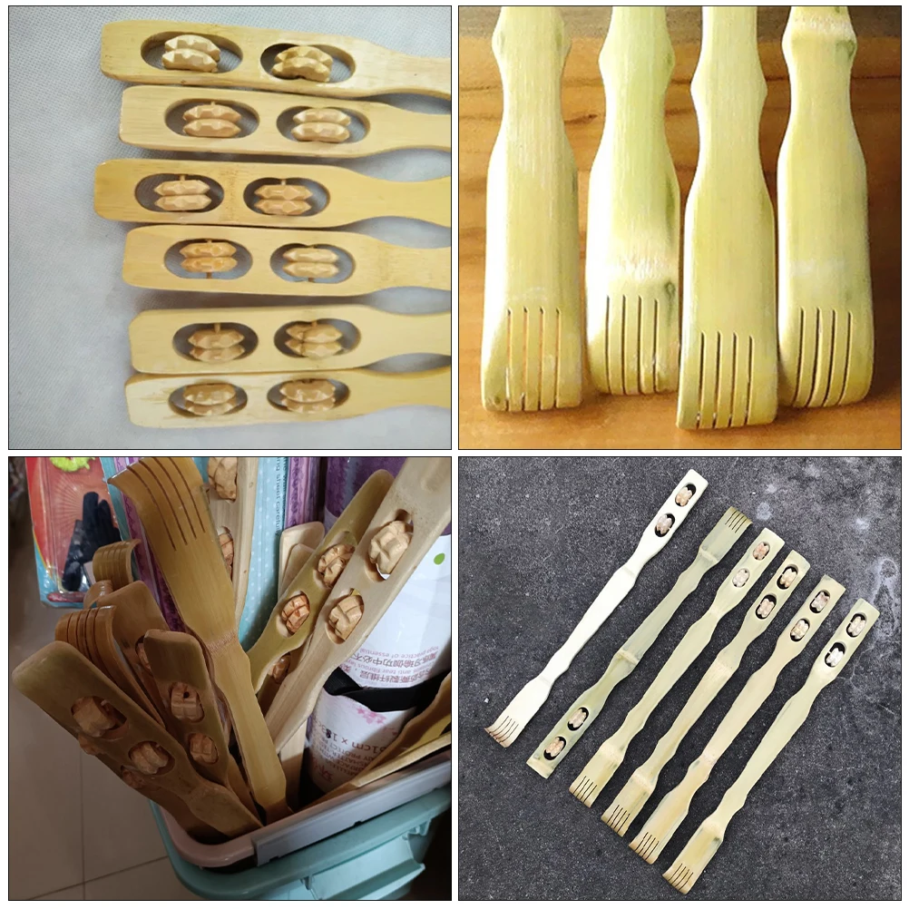 5개입 대나무 등긁개 목재 바디 마사지기 가려움 완화 휴대용 확장형 셀프 마사지 도구 텔레스코핑 클로