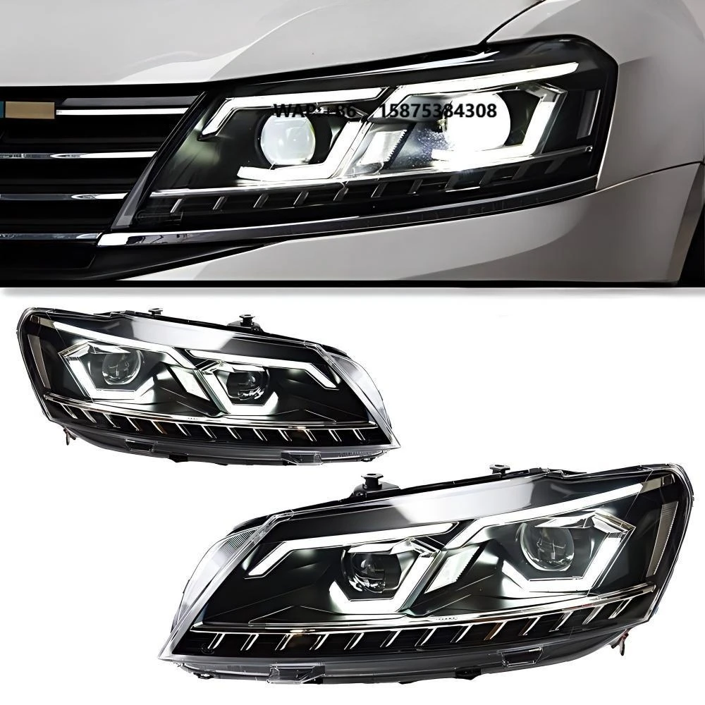 

For Passat B7 2011-2016 LED Headlight Assembly Hidden DRL Sequential Turn Signal Bi-LED Projector Lens