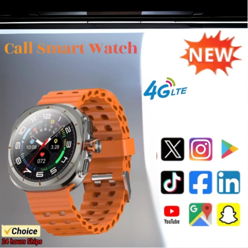 

Умные часы Watch Ultra 5G 2020 Android 11, AMOLED-дисплей 1,508 дюйма, 180 ° 8MP вращающаяся камера GPS ГЛОНАСС WiFi IP68 Водонепроницаемая