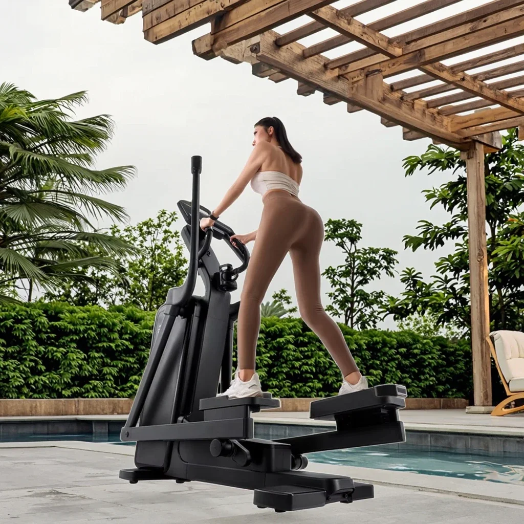 Exercise Cross Trainer Fitness Equipment Multi-function Stepper with Magnetic Braking System Manual Elliptical Machine
