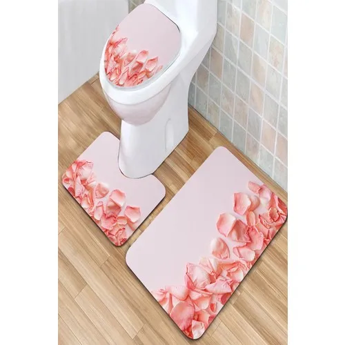 Inca Carpet Antibacterial Washable Non-Slip Dot Sole 3'lü Toilet Seat Pad (60CM x 100CM - 55CM x 60CM - 47CM x 50CM) İNKZ6046