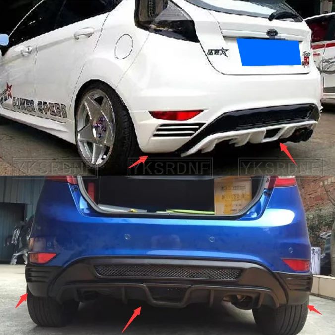 ST Style ABS Matt Black Rear Bumper Lip Diffuser Apron Splitter Spoiler for Ford Fiesta MK7 2008-2013 Car Accessories