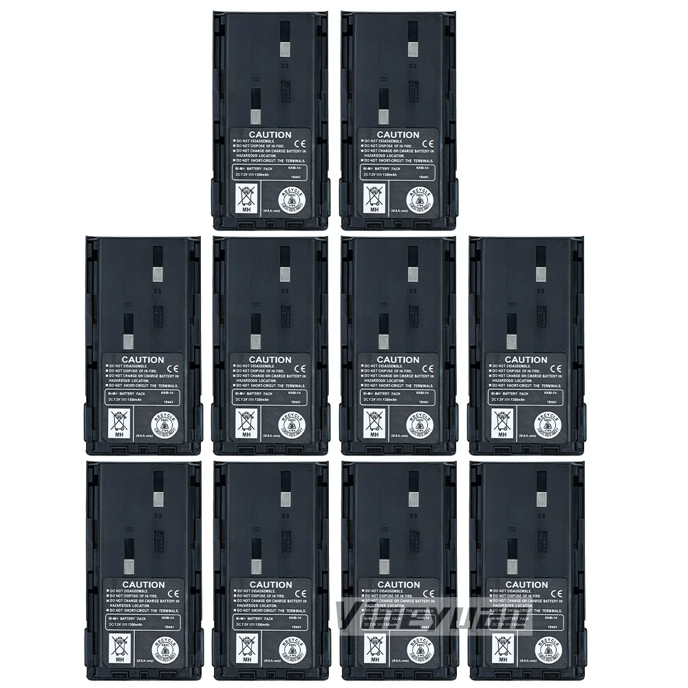 10PCS KNB-14 7.2V 1300mAh Ni-Mh Batterij voor Kenwood TK-260 TK-260G TK-270G TK-272G TK-360 TK-370G TK-372G TK-3107 Twee Manier Radio