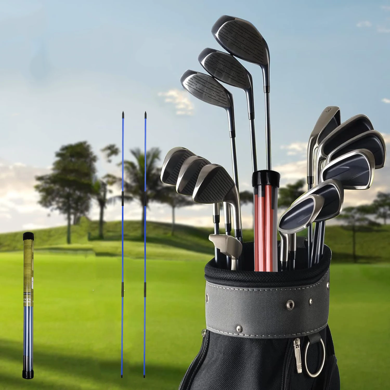 2 حزمة جولف محاذاة عصا جولف محاذاة العصي للطي ممارسة الغولف قضبان سوينغ أدوات المدرب جولف سوينغ أداة التدريب