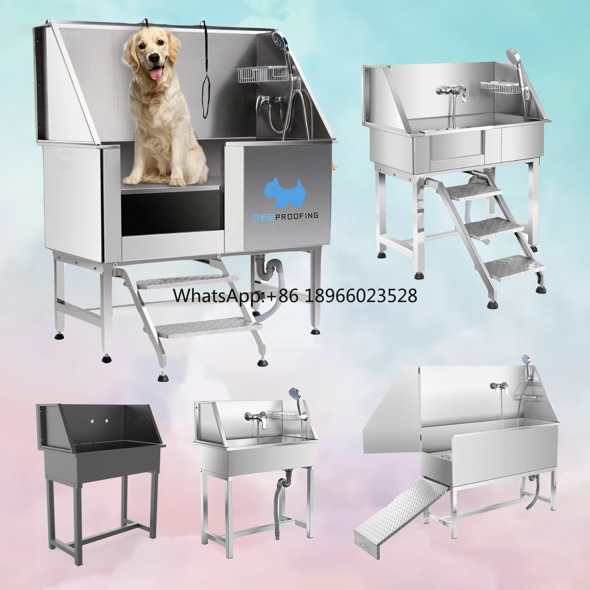 Top qualityMultifunction Stainless Steel 304 201 Hand Held Shower Wooden Cases Packing Huge Big Dogs Cats Animal Grooming Bath