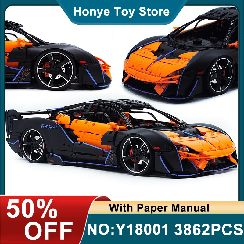 

Collectible New MOC Y18001 Technical RC Sports Car Building Blocks Model Racing Bricks Assembling Toys for Boys Christmas Gifts