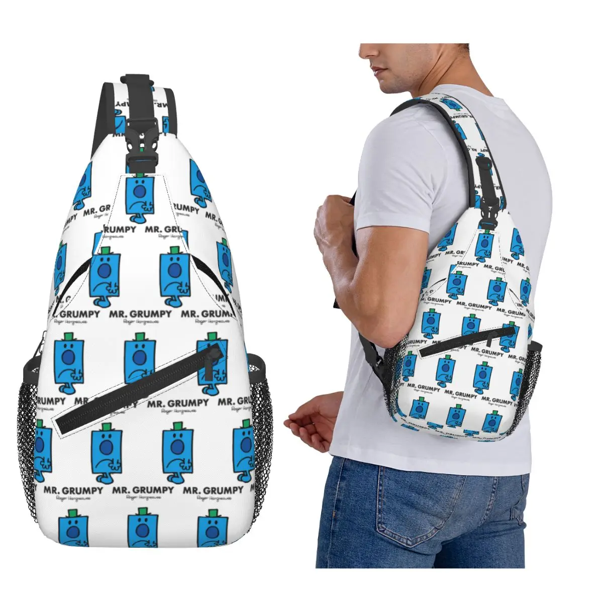 

Mr. Grumpy Chest Bag Men Sling Crossbody Backpack Chest Bag Travel Hiking Daypack Shoulder Bag