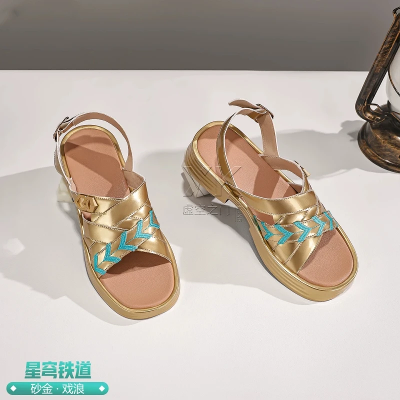 Game Honkai Star Rail Aventurine Cosplay Shoes Anime Women Summer Sandals Cosplay ACC Comic-con Performance Props