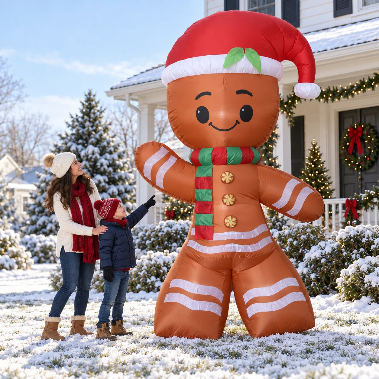 7.8FT Christmas Inflatable Gingerbread Man Decoration with Scarf Santa Hat Built-in LED Lights Blow Up Outdoor Yard Garden Decor Inflatable Toys for Kids USA Stock Fast Shipping Xmas Holiday Party Prop Indoor Outdoor Lighted Display New 2026 Home Decor