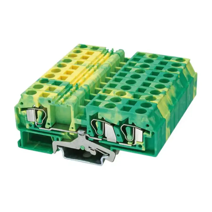 

50pcs ST6-TWIN-PE one in two out Pull-back Spring Ground Terminal Block Din Rail Terminal Block Approved by U/L CE RoHS