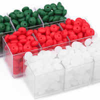 10pcs 12mm Red Color Flat Round Silicone Spaced Loose Beads For Jewelry Making Charms Bracelet Necklace Keychain DIY Accessories