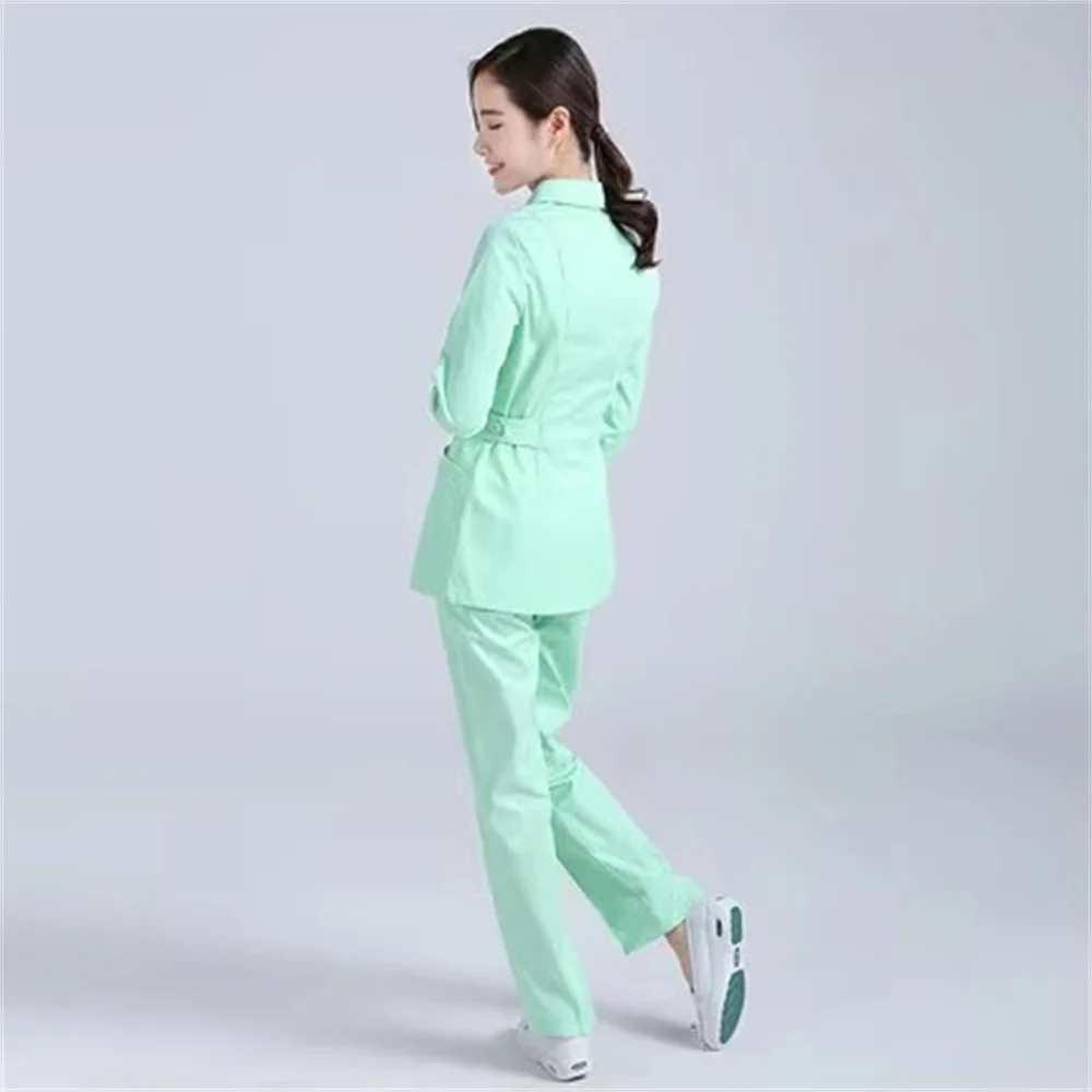 Uniforme d'infirmière à manches longues et col rond pour femme, costume UC, salopette de pharmacie dentaire, salon de beauté, nouveau