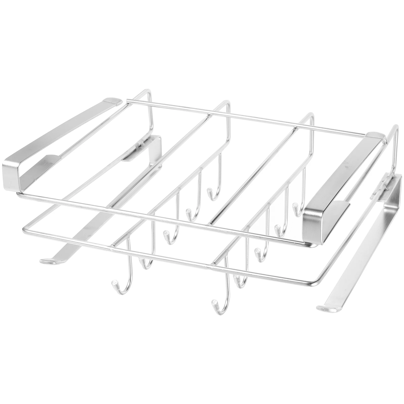 

25cm Black Kitchen Shelf Cabinet Rack Storage Organizer No Drilling Hanging Design Heavy Duty Multi Functional Mug Holder
