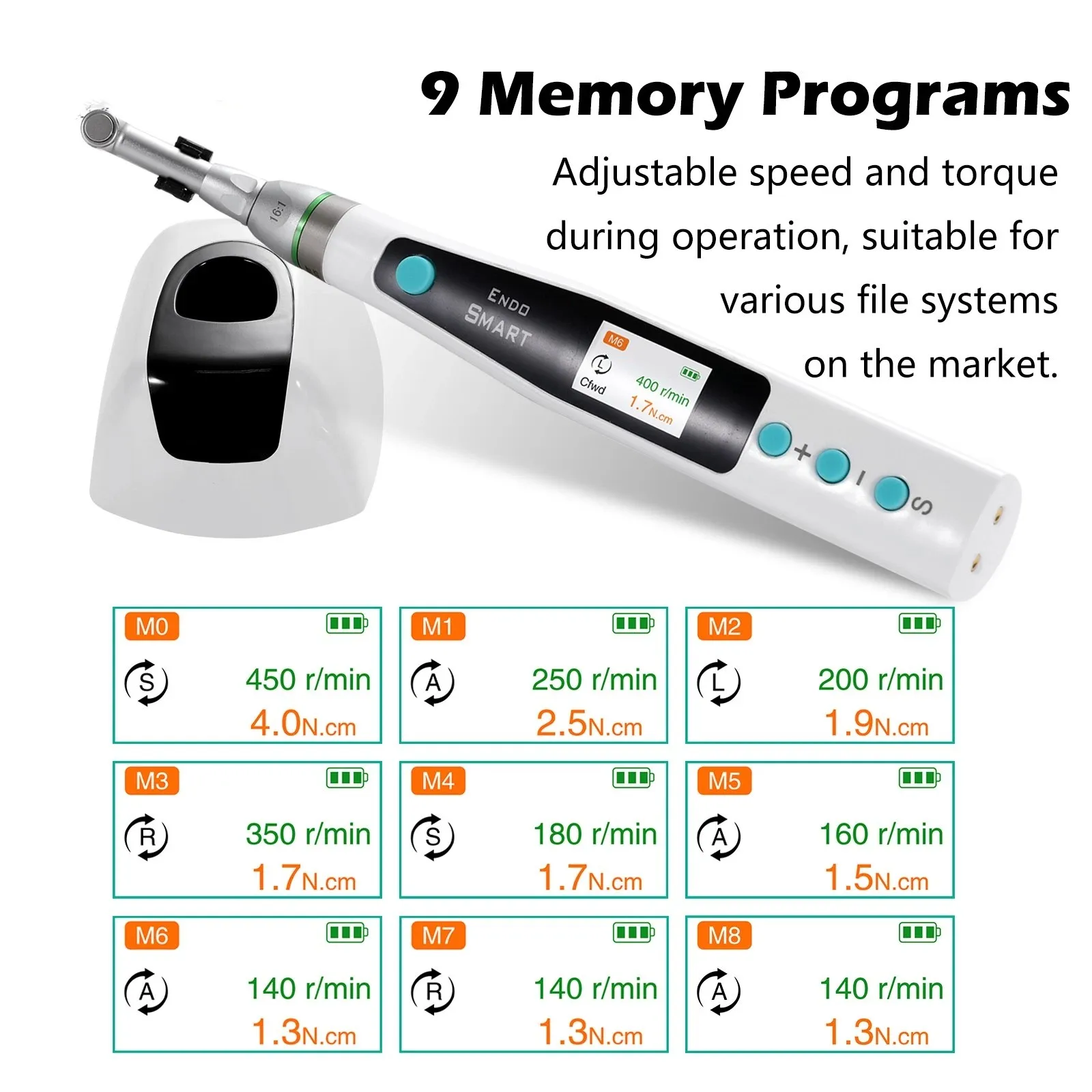 LED للأسنان اللاسلكي 16:1 محرك إندو كونترا زاوية 9 برامج الترددية اللبية #5