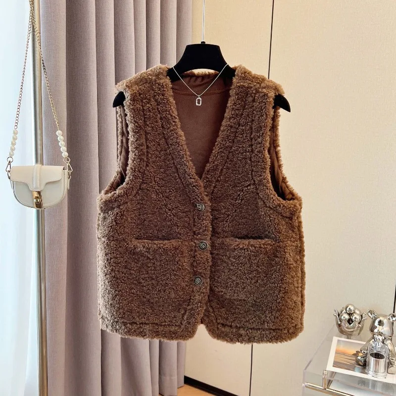 

Autumn Winter Coat Female Intensification Fashion Coat Warm Fallow Loose Jacket Waistcoat Women Vest Sleeveless Cardigan Women