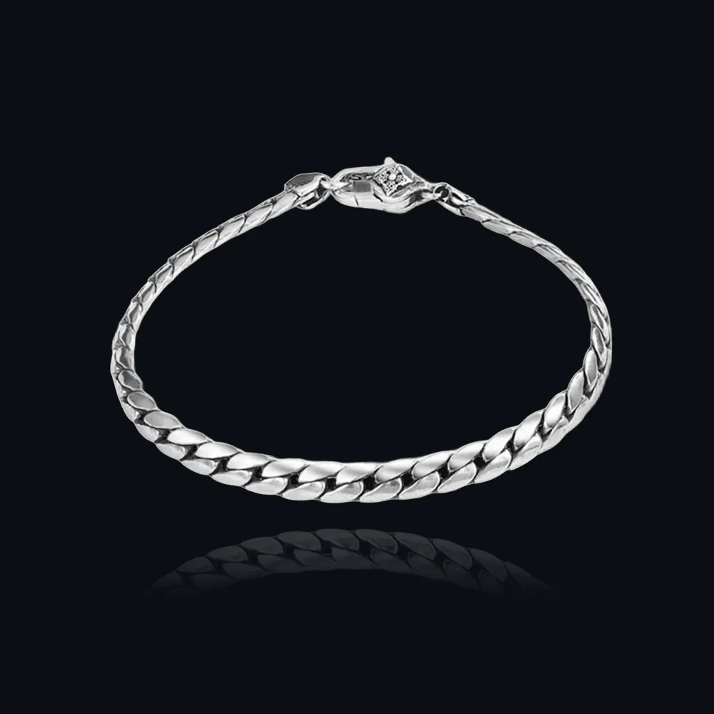 

S925 Sterling silver fashion simple elegant Cuban bracelet for men and women handwoven riding crop chain jewelry gifts