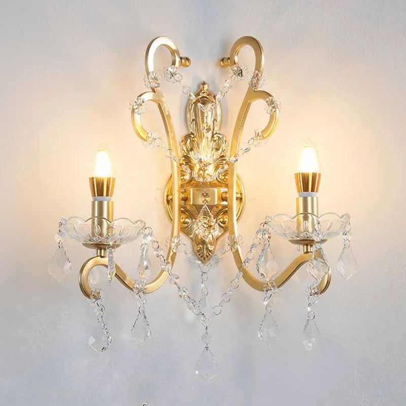 

Luxury Crystal Wall Lamp Bedroom Bedside Candle Lights Corridor Stairway Hallway Kitchen Background Decoration Wall Sconces Gold