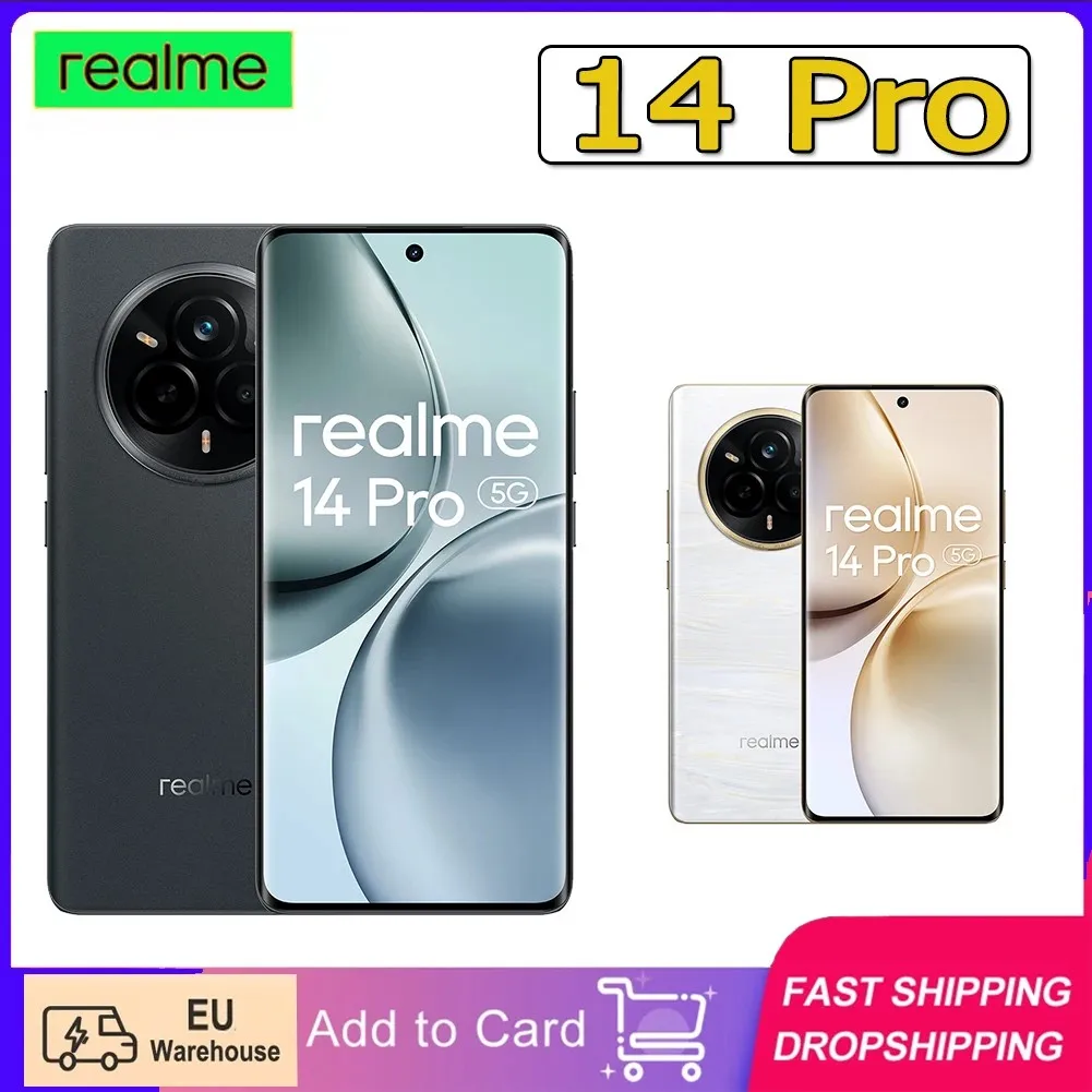 Realme 14 Pro 6000Mah 5g Smartphone 8Gb Ram 256Gb Rom Display Oled curvo da 6,77 pollici 50Mp Sony Imx882 Ois 16Mp Fotocamera frontale