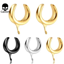 Casvort 2PCS DIY Saddle Ear Plugs Hangers Tunnels 316 Stainless Steel Fashion Ear Gauges Expander Women Piercing Body Jewelry