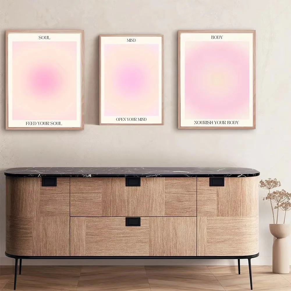 1pc Frameless,Colorful Positive Aura Poster Energy Spirit Gradient Printing Retro Fashion Soul Mind Body Canvas Art Home Decor