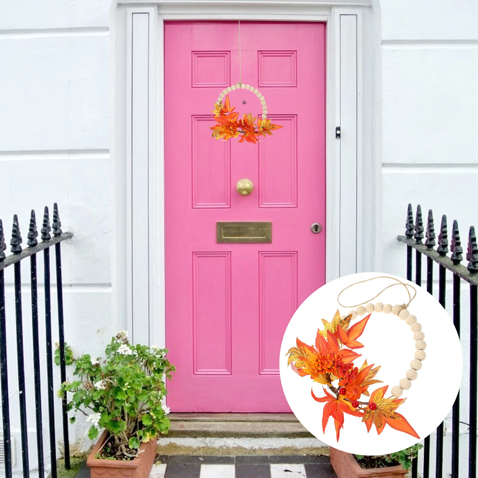 

Pumpkin Wreath Autumn Fall Harvest Festival Decor Front Door Wall Hanging Garland Rustic Thanksgiving Decoration Farmhouse