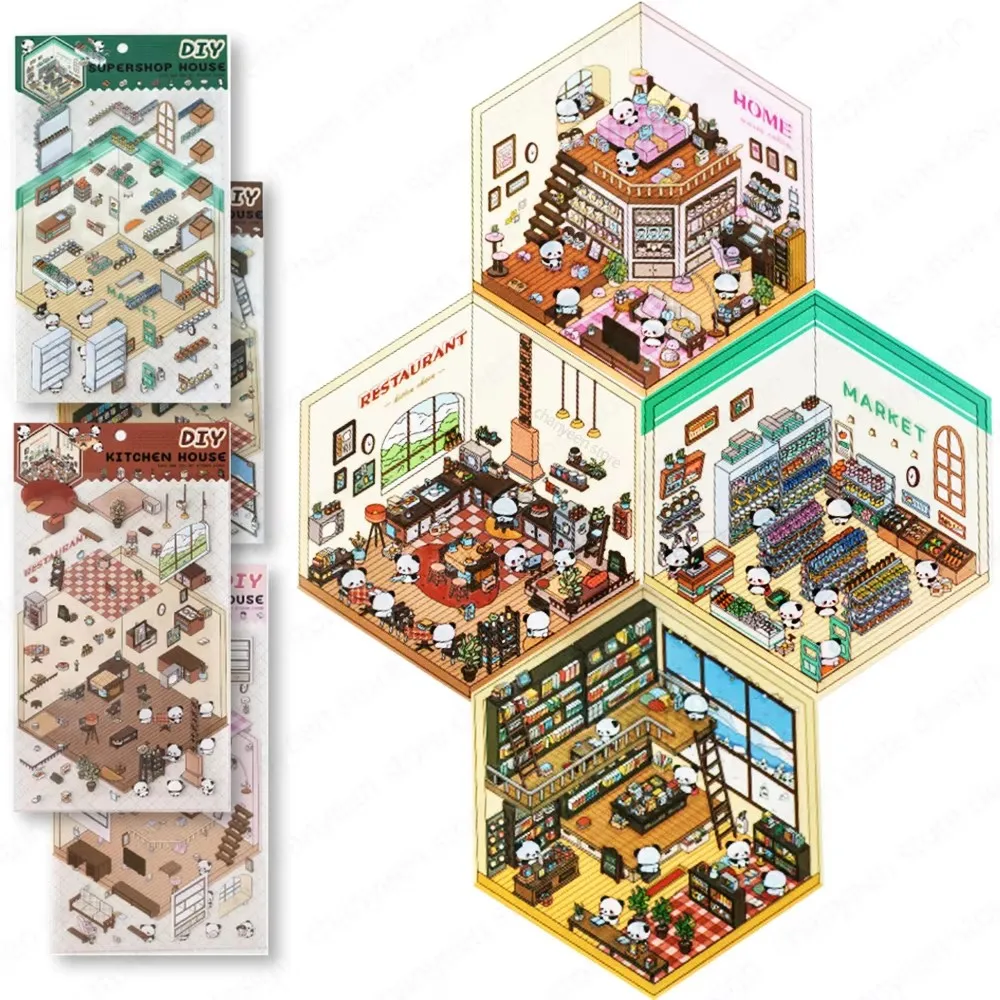 LumaToys Cartoon Miniature Scene 3D Landscaping Stickers Visual Stacking Three-dimensional Stickers Christmas Gift for Children