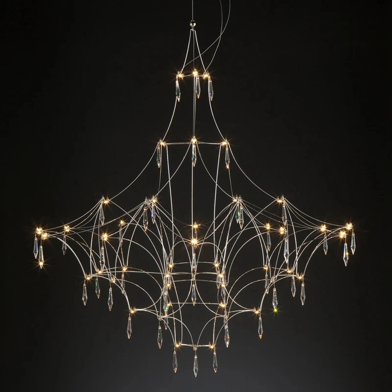 Nordic Cone Star Chandelier Simple Crystal Engineering Lamps for Villa Hall Dining Room Bedroom Decorative Led Chandelier CX633V