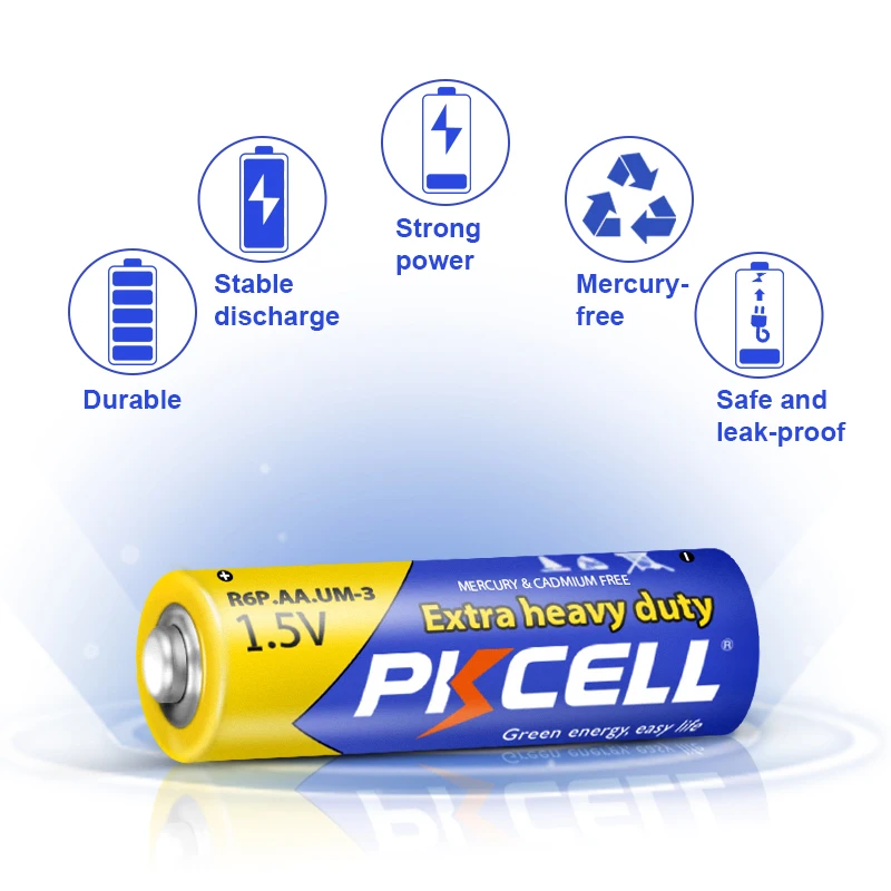 20 x PKCELL R6P 1.5V AA R6P UM3 MN1500 E91 Battery Dry Battery Super Heavy Duty 2A Batteries for Radio Toys etc