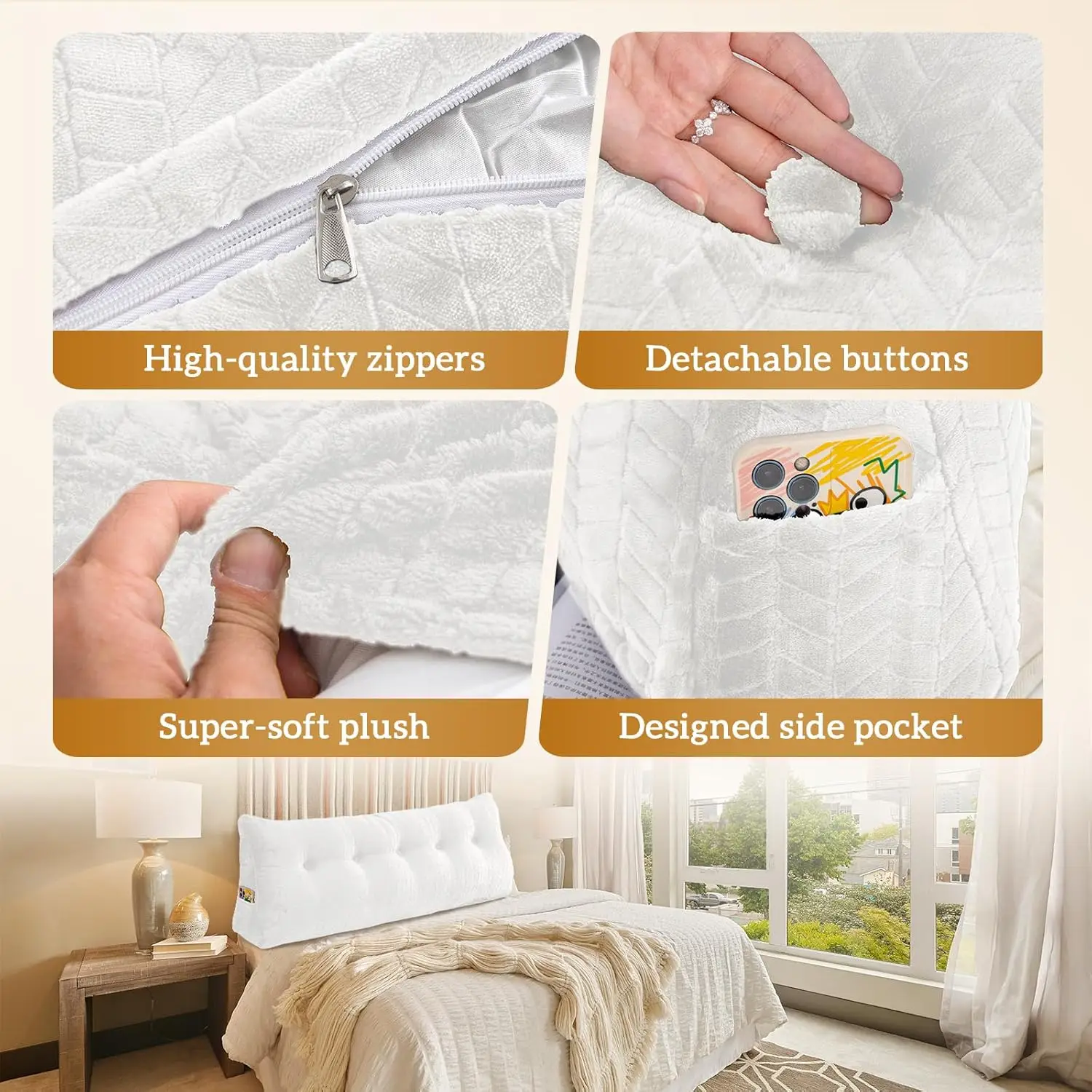 

Triangular Wedge Headboard Pillow Large Bolster Bed Rest Reading Pillow Barest Positioning Support Bolster Cushion With