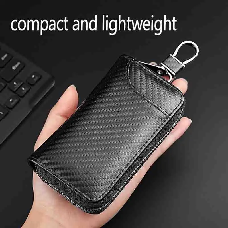 Carbon Fiber Fabric Keychain Unisex Key Bag Multifunction Organizer Wallet Holder Smart Housekeeper Car Small Case Keys Pouch