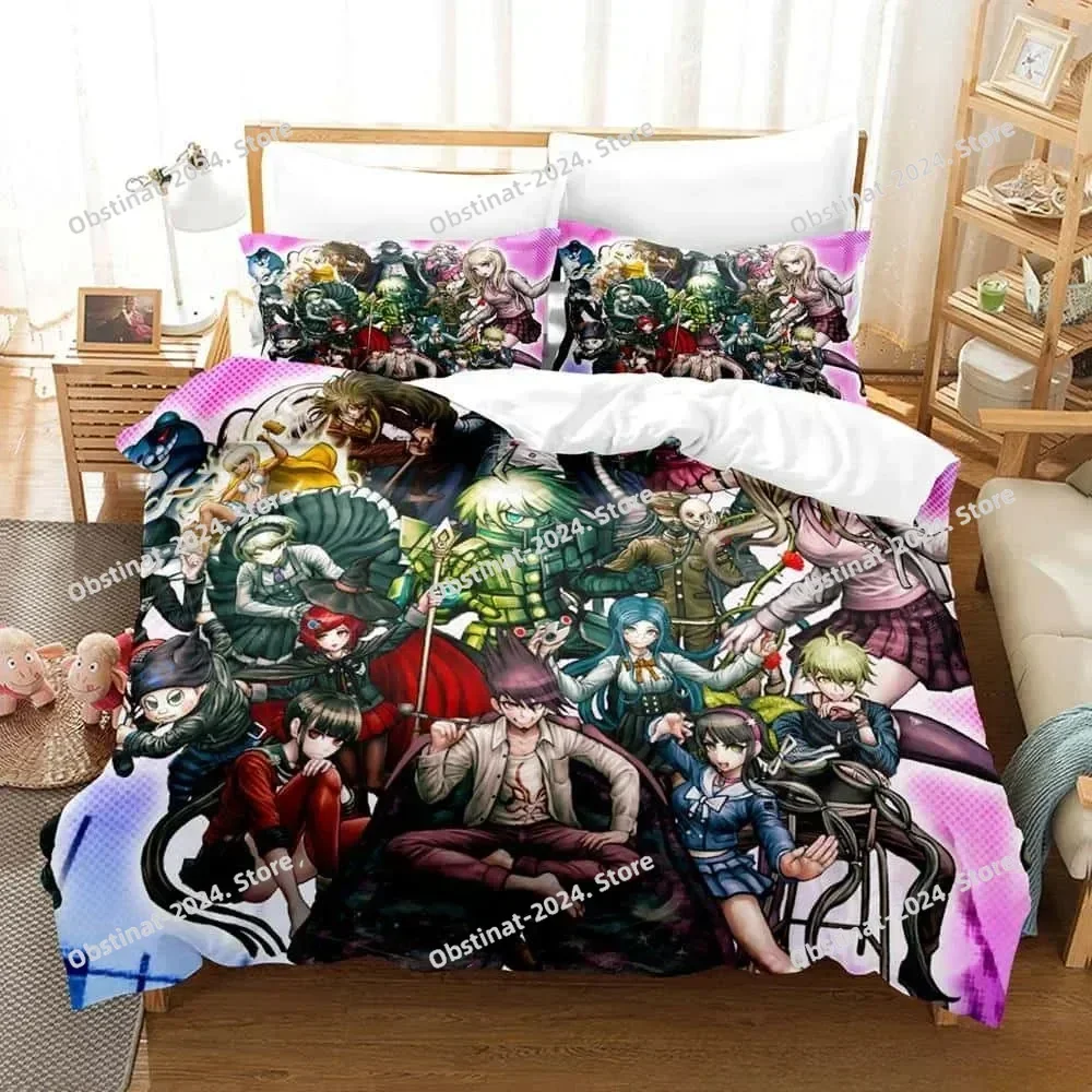 New Danganronpa V3 3D Printing Comforter Bedding Set,Duvet Cover Bed Set Quilt Cover Pillowcase,King Queen Size Bedding Set Kid