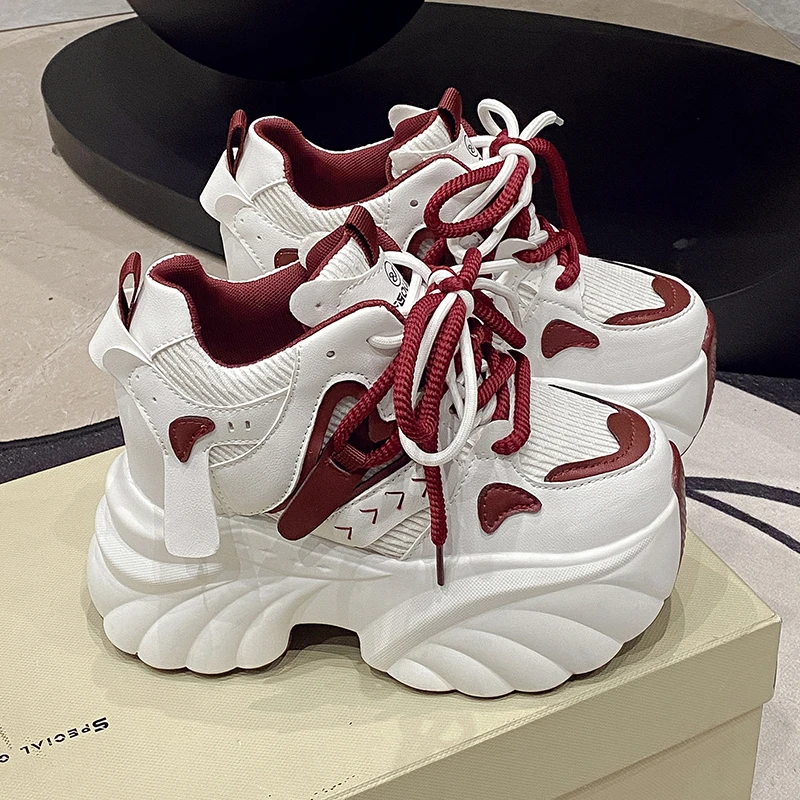 

high-quality 2025 New Women Platform Sneakers Mesh Casual Chunky Shoes Heels Wedges Breathable Height Increasing Shoes Woman