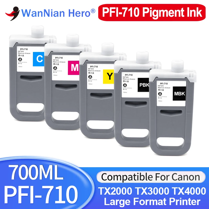 TX2000 TX3000 TX4000 Pigment Ink Cartridge PFI-710 PFI 710 PFI710 Compatible For Canon Large Format printer plotter With chip