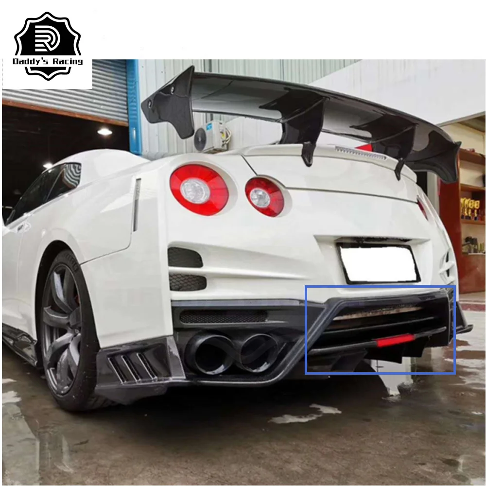 Carbon Fiber Rear Bumper Diffuser Fit For 2012-2016 R35 GTR DBA NSM Style Underboard With Fins Fog Light Car Tuning