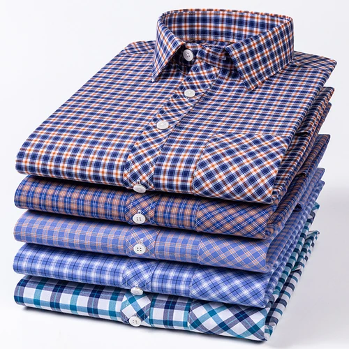 La nueva camisa de manga larga para hombre es fresca y informal. Es un estilo streetwear fino, totalmente de algodón a cuadros para primavera y verano.