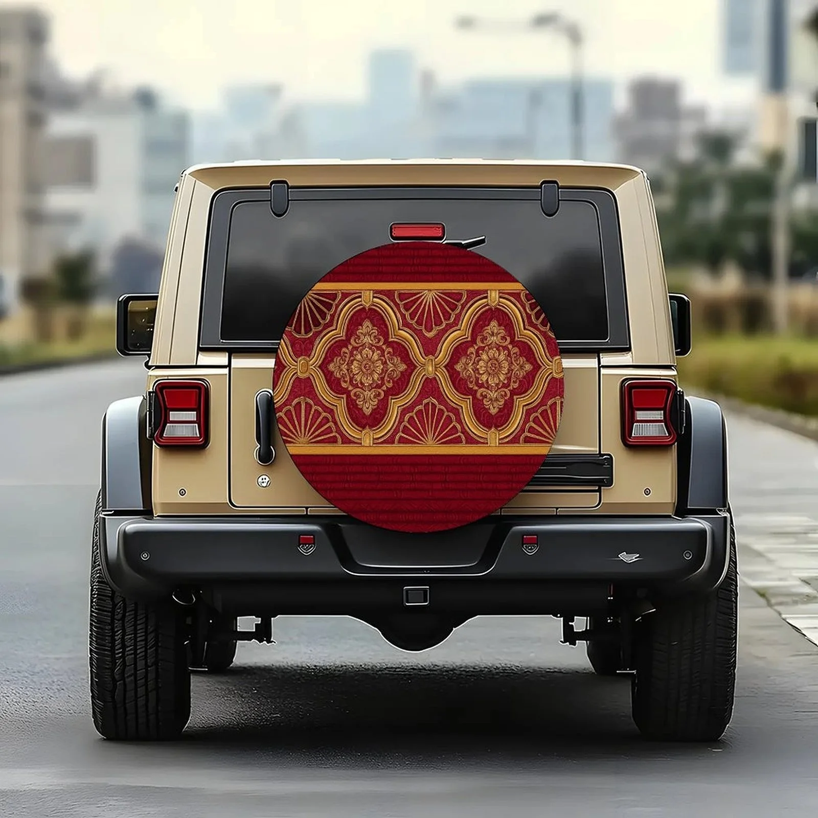 1pc Abstract Ethnic Pattern Themed Tire Cover Wheel Cover, Trendy Wheel Cover Tire Cover Wheel Protection Cover, Suitable For M