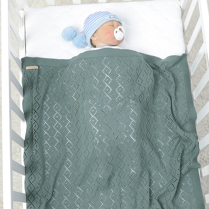 Selimut bayi baru lahir 100% katun rajut bayi anak perempuan laki-laki seprai tempat tidur kotak-kotak selimut 100*80CM kereta dorong bungkus pembungkus Super lembut