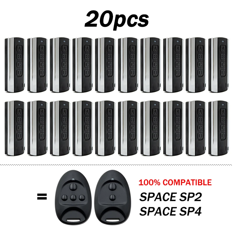 Télécommande de garage/portail SPACE 4 boutons, compatible avec l'ouvre-porte SPACE SP2 SP4 433,92 MHz, émetteur portable