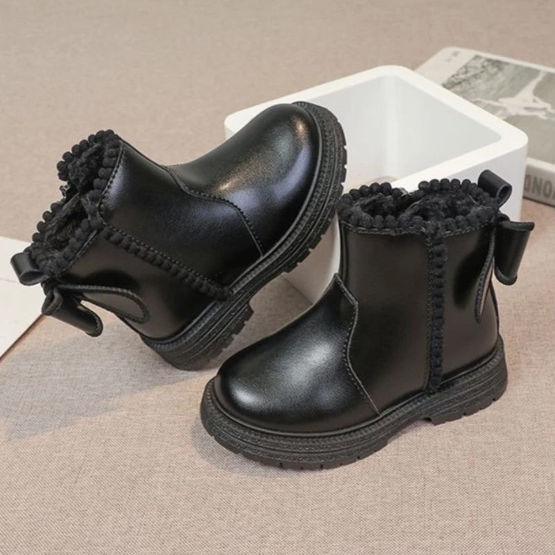 Girl's Winter Snow Boots 2026 New Style Fleece Lined Cotton Short Boots for Kids Autumn Winter Outdoor Waterproof​