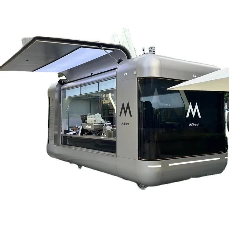 

Mirror Breeze Stainless Steel Snack Cart Traction Mobile Food Cart Scenic Camp Camping BBQ Cart