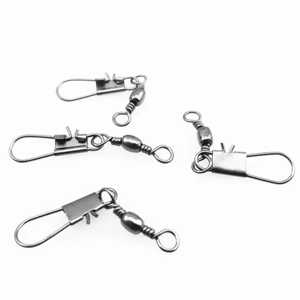 50pcs Stainless Steel Swivels Interlock Snap Fishing Lure Connector Accessories B36F