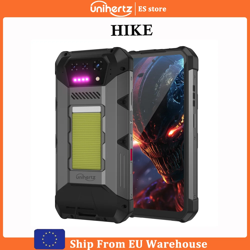Unihertz Hike 8849 Smartphone robuste Android14 23800mAh 24GB + 512GB extensible 2TB 1200Lumen lampe de poche double haut-parleurs G200 CPU