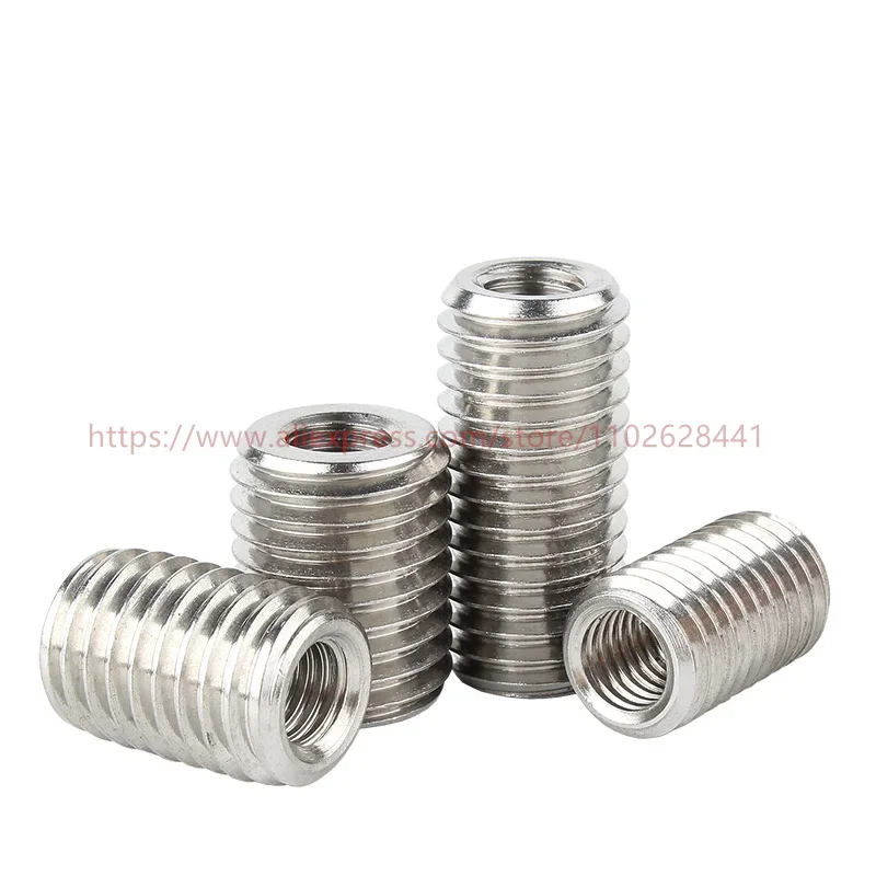 2/ 5pcs Inside Outside Thread Adapter Screw Nuts Insert Sleeve Converter Nut Coupler M2 M3 M4 M5 M6- M12 M20 304 Stainless Steel