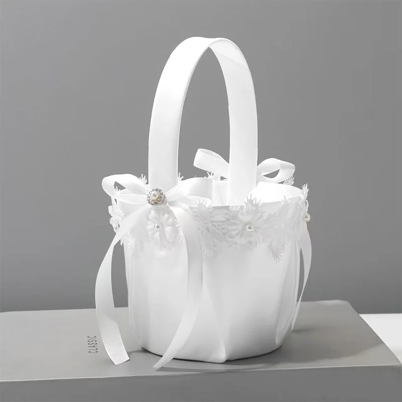 Cesta de flores romántica para novia, cesta de flores de boda occidental, cesta de flores dispersa para niños, suministros de boda