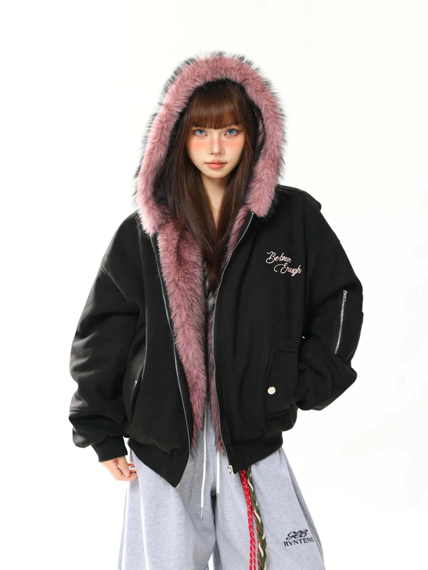 

Хлопковая джатка в стиле ретро с американской вышивкой буквы «Горный орел», женская зимняя шапка с меховым воротником, хлопковое пальто, верхняя одежда