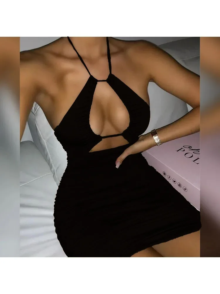2025 신상 여성 의류 백리스 여름 섹시 슬림핏 넥 스트랩 힙 드레스 베스티도 플러스 사이즈 9XL 8XL 7XL 6XL XXXXXL